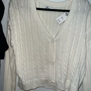 White Cable Knit Cardigan